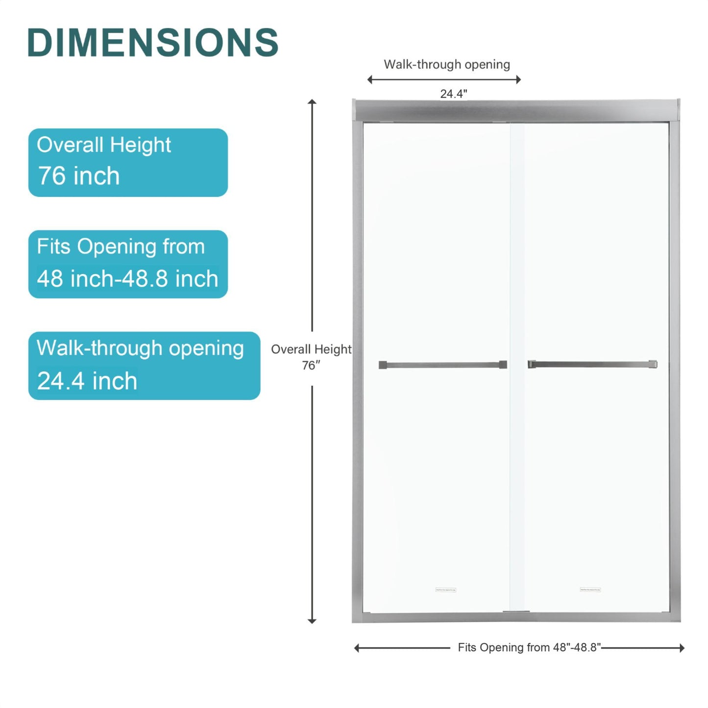 Modern Double Sliding Shower Enclosure, Tempered Glass Daily Nest