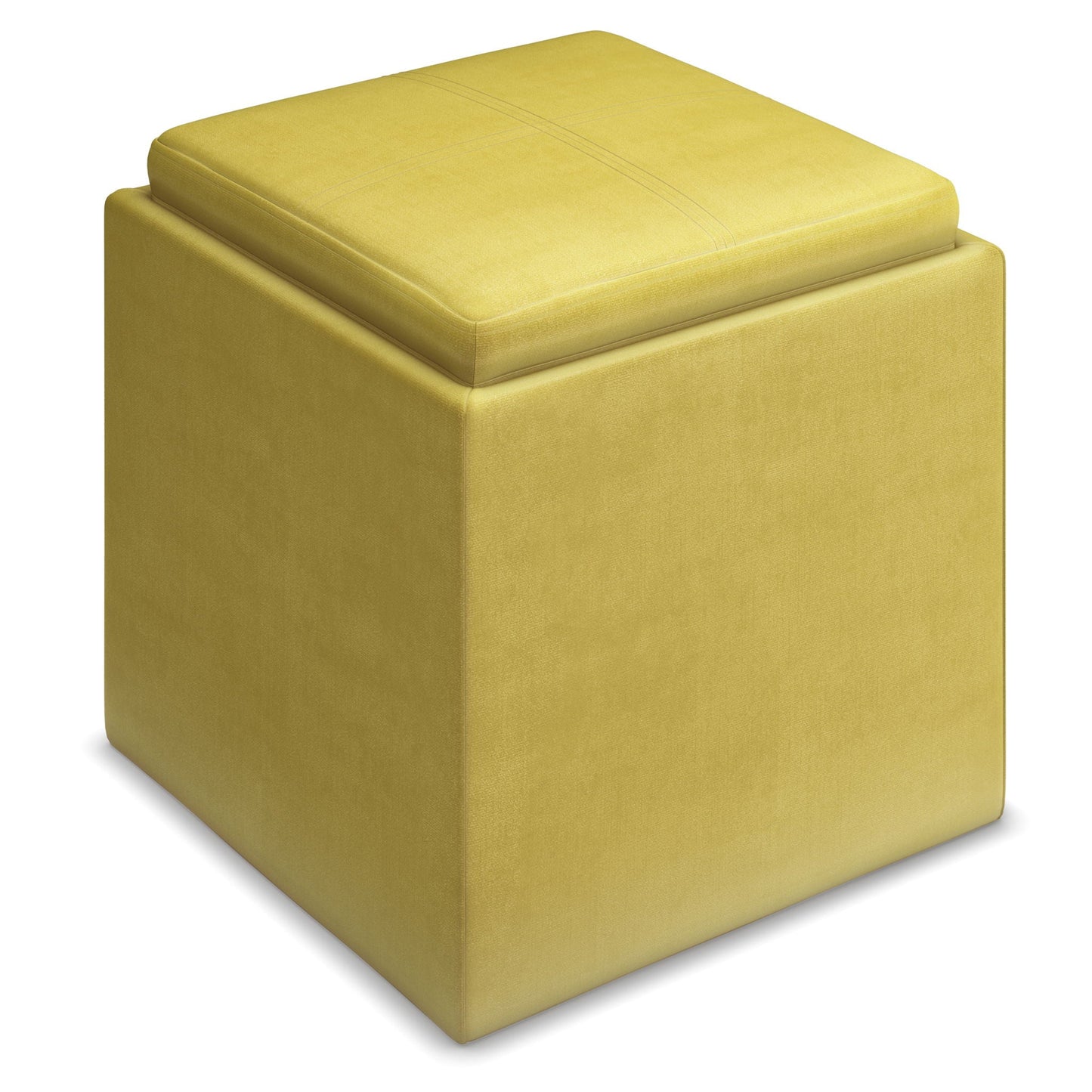 Rockwood - Upholstered Cube Storage Ottoman With Tray Simpli-Home