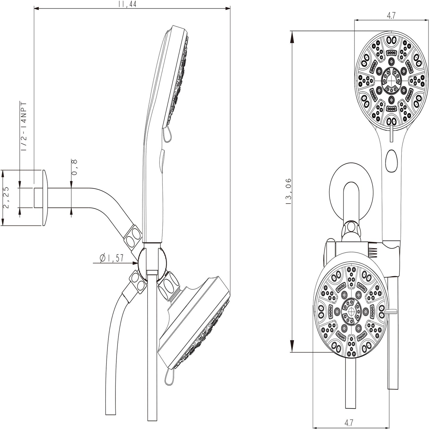 Multi Function Dual Shower Head 4.7" Rain Showerhead & 8 Function Hand Shower System - Brushed Nickel Daily Nest