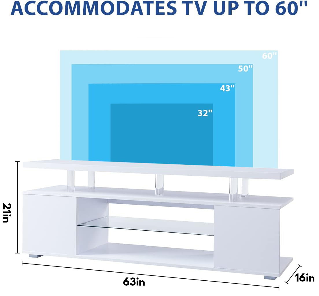TV Stand LED Gaming Entertainment Center, Media Storage Console Table With Large Side Cabinet Home Essentials