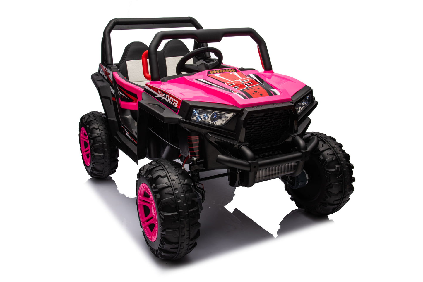 12V7A*1 30W*4 Four-Wheel Drive Leather Seat One Button Start, Forward And Backward, High And Low Speed, Music, Front Light, Power Display, Two Doors Can Open, 2.4G R / C, Seat Belt Four Wheel Absorber Daily Nest