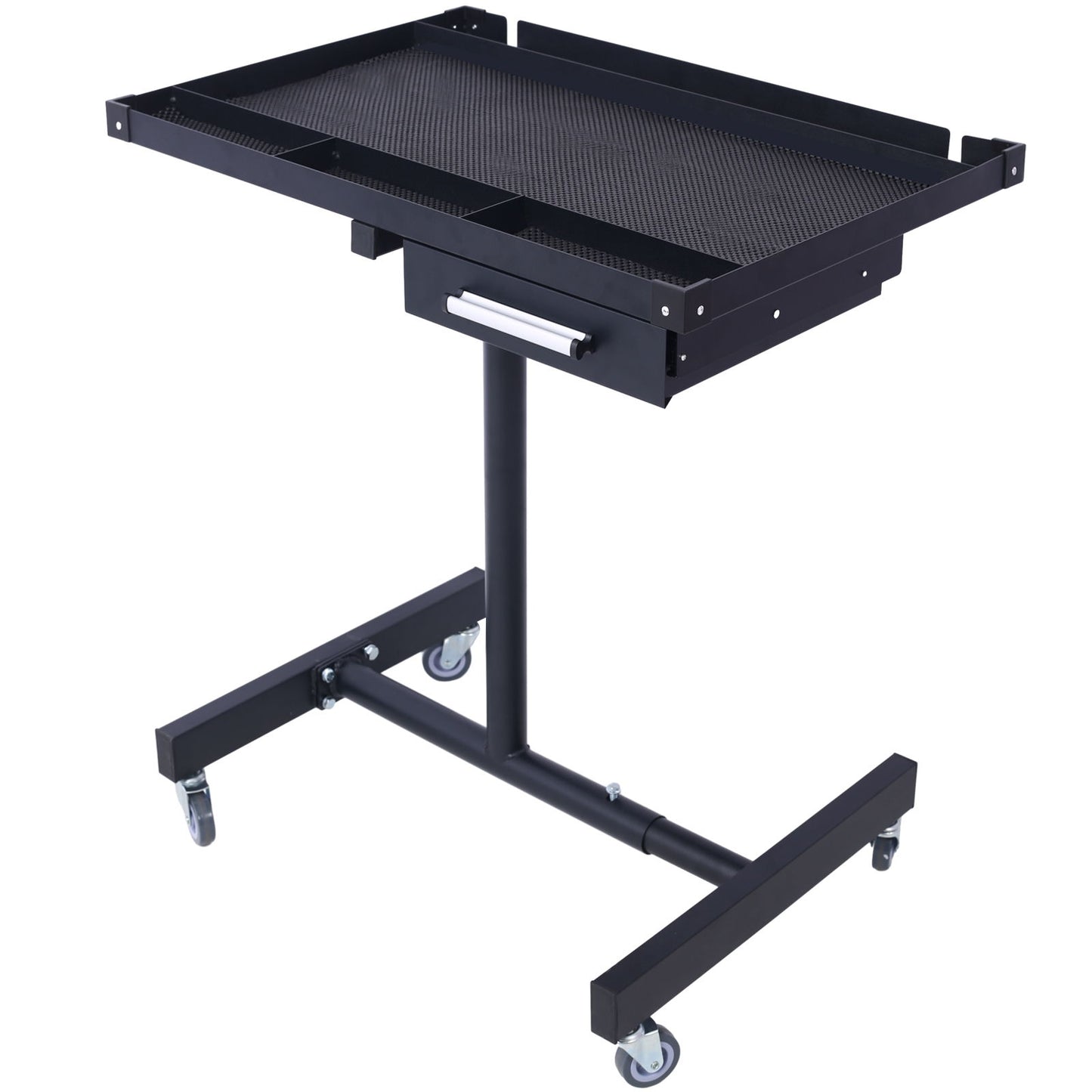 Adjustable Tear Down Work Table With Drawer For Garages, Repair Shops, And Diy, Portable, (4) 2.5" Swivel Casters, 220 Pound Capacity, Rubber Corners, Heavy Duty Steel Home Essentials