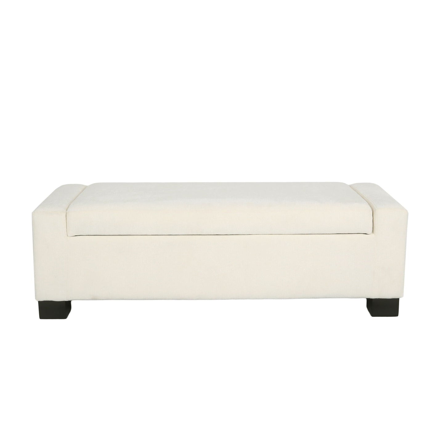 Textured Fabric Ottoman Bench With Hinged Lid Noble House