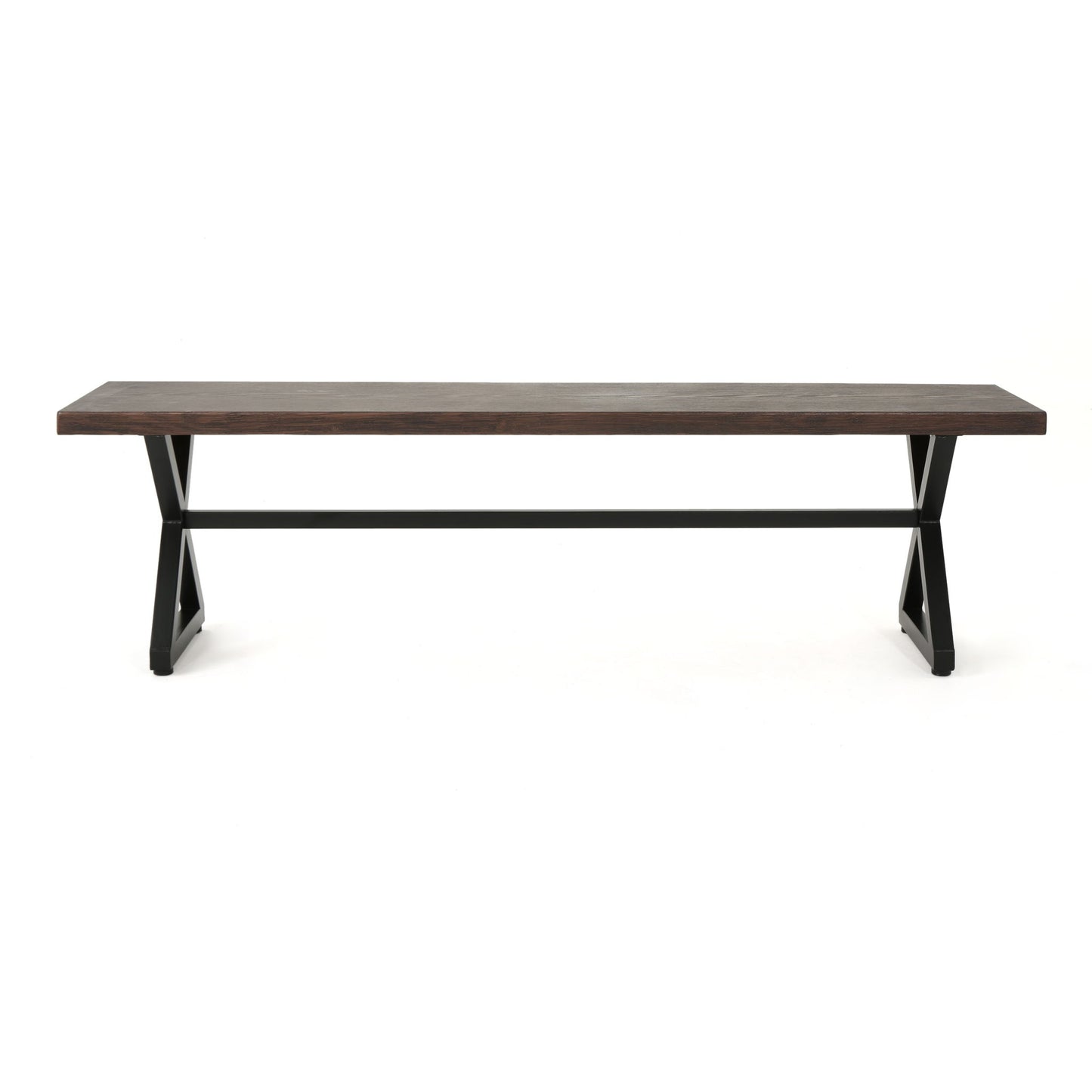 Modern Aluminum Outdoor Dining Bench With X Base Noble House