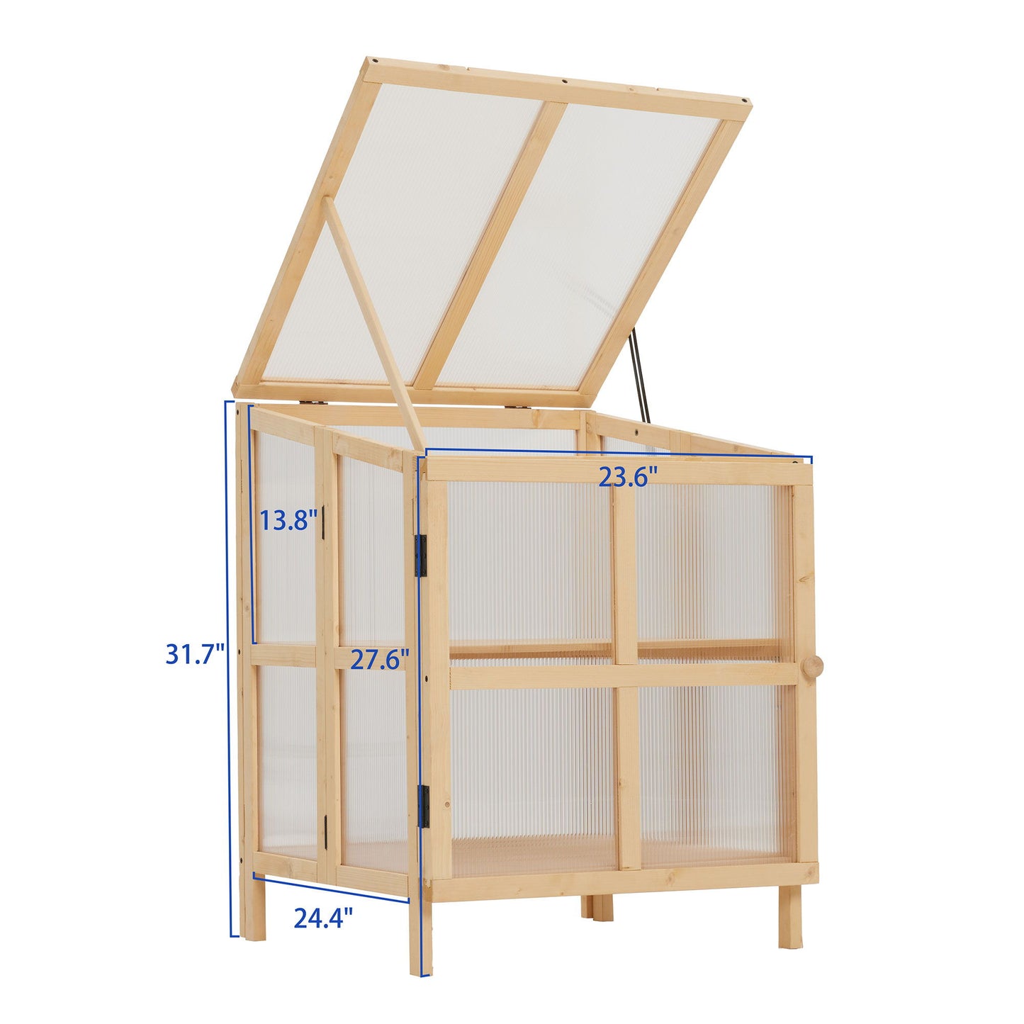 2 Tier Foldable Cold Frame Greenhouse, Portable Wooden Greenhouse Garden Cold Frame Raised Planter Box With Shelves - Natural Wood Daily Nest
