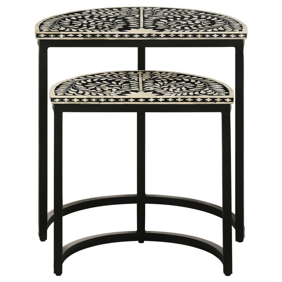 Zakiya - 2 Piece Demilune Nesting Table Set - Black And White Coaster Fine Furniture