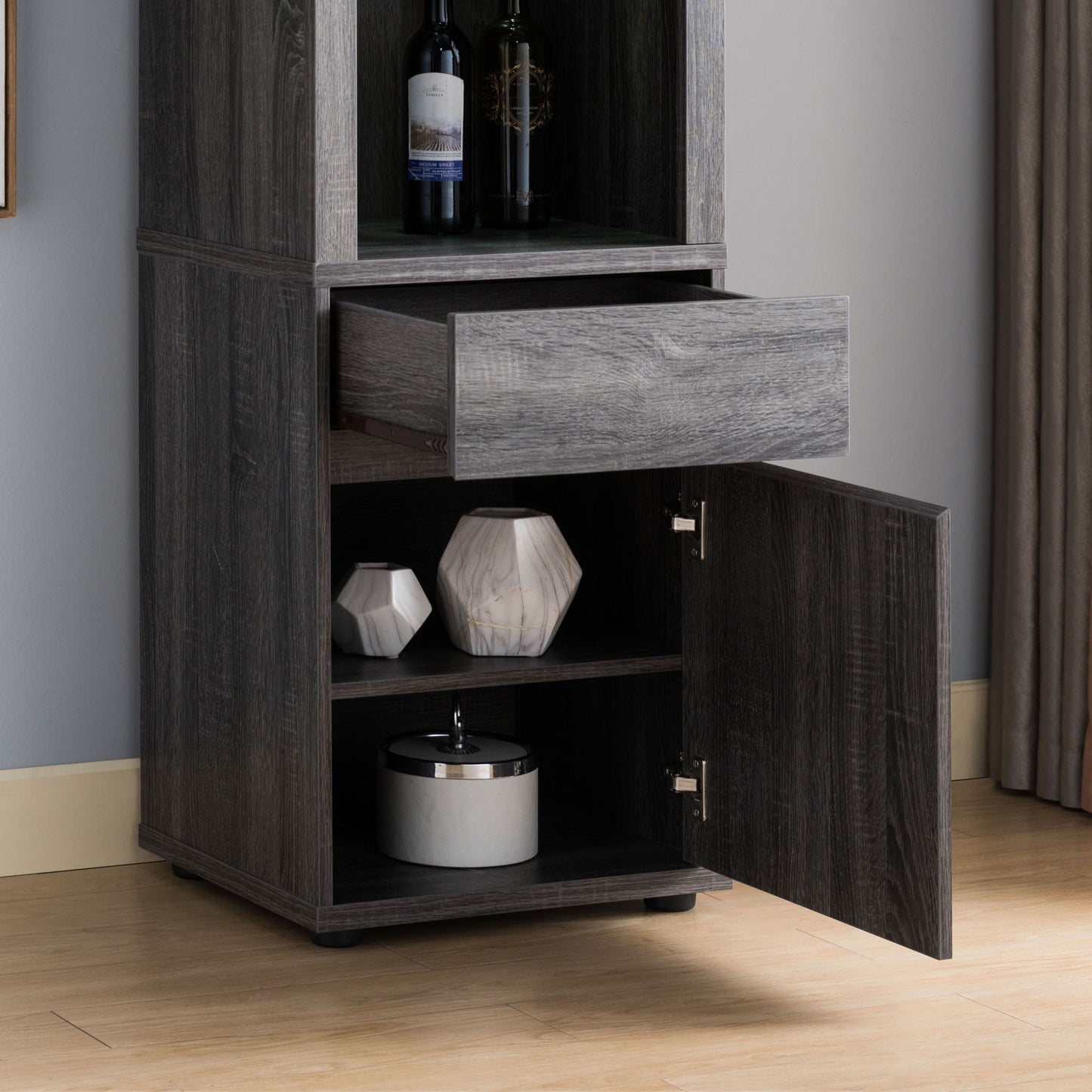 Modern Wine Showcasing Cabinet With Two Glass Shelves And Storage Cabinet Home Essentials