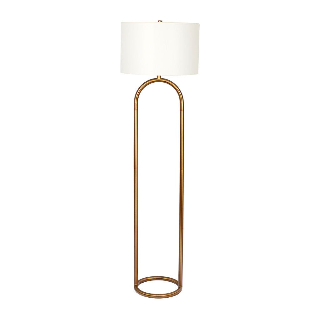 Vivid - Ring Base Floor Lamp With Large Drum Shade - Antique Brass / White Ashcroft Furniture
