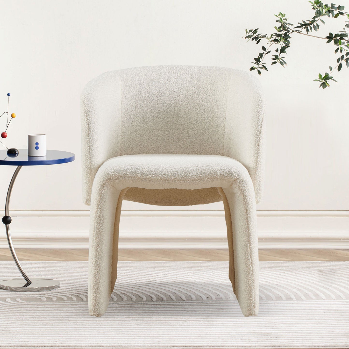 Modern Accent Chair Brown Single Sofa Chair, Upholstered Side Chair Teddy Comfy Chair For Dining Room / Bedroom / Living Room / Reception Home Essentials