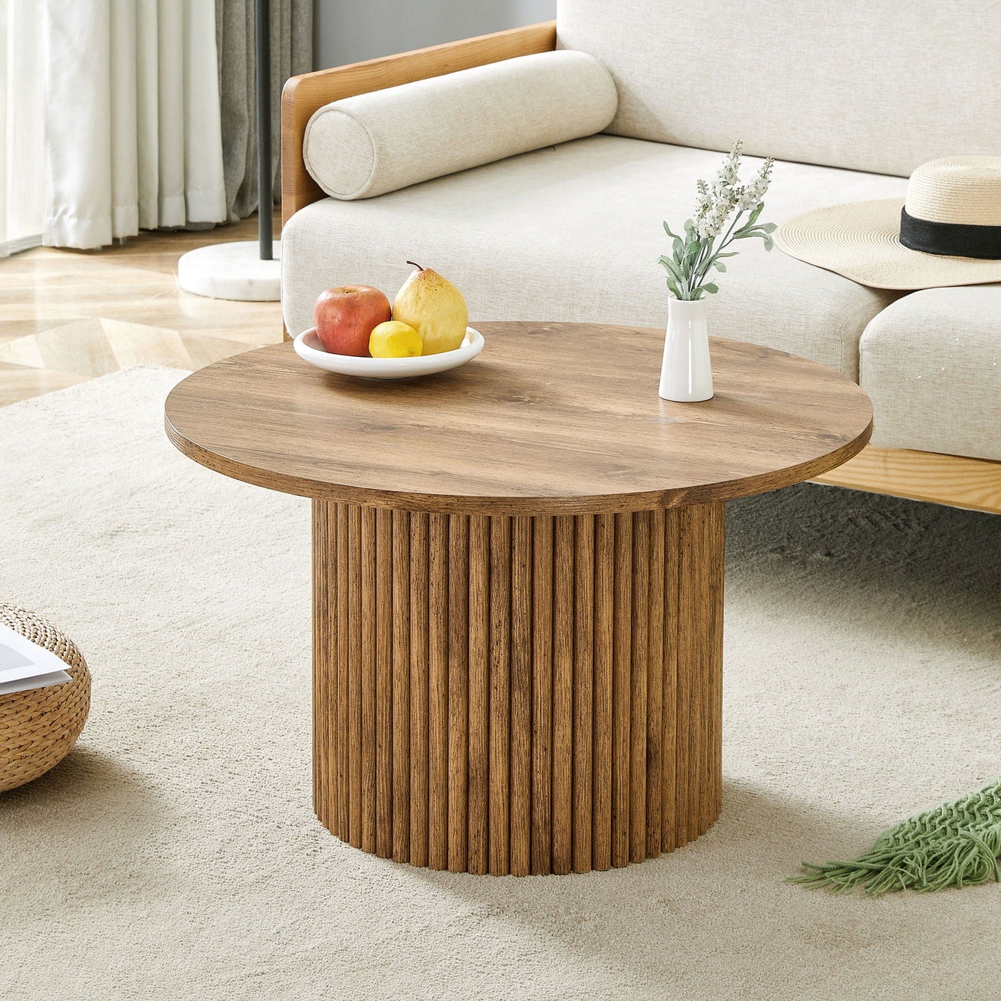 Modern Circular Coffee Table Cylindrical Design Home Essentials