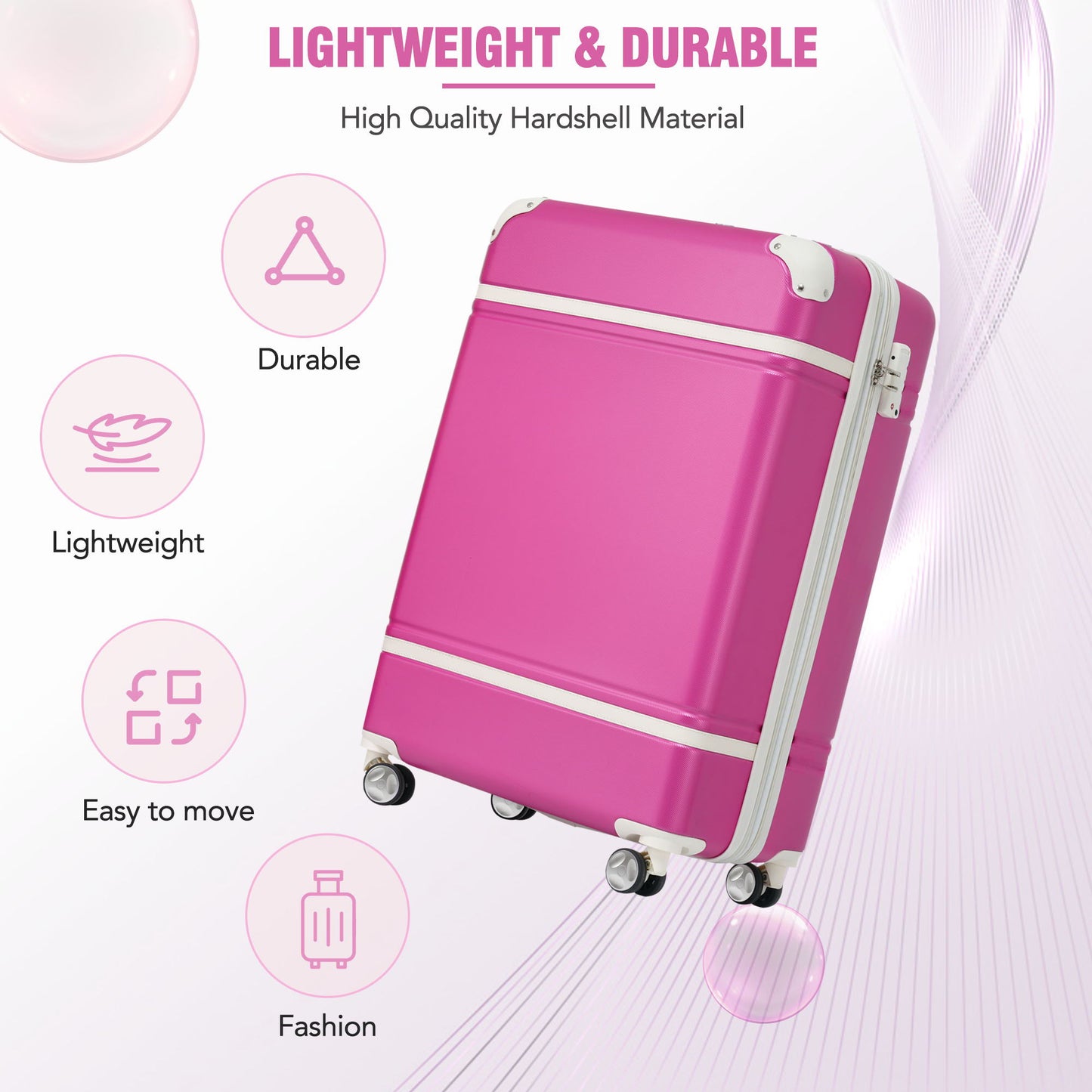 20" Luggage 1 Piece With Tsa Lock, Lightweight Suitcase Spinner Wheels, Carry On Vintage Luggage Daily Nest