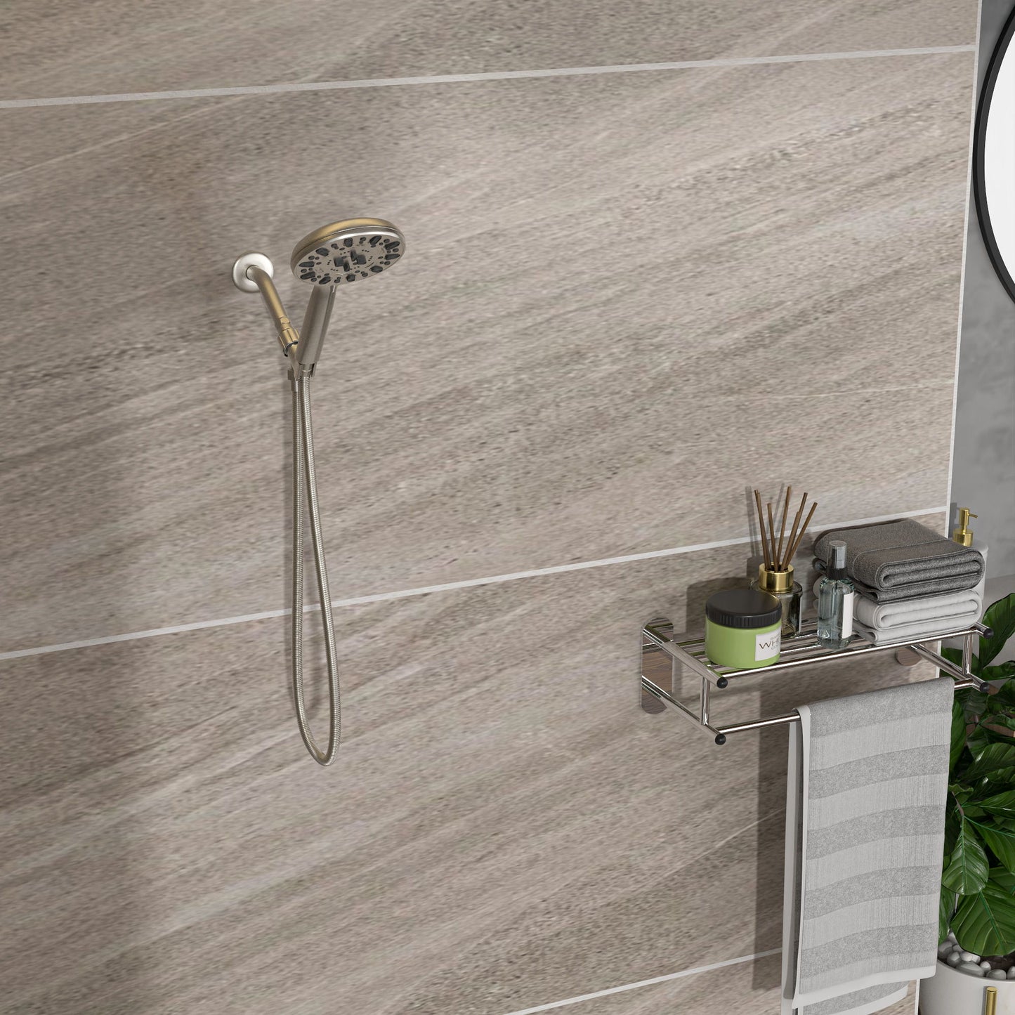Multi Function Adjustable Hand Shower 7 Function Hand Shower, Wall Mounted - Brushed Nickel Daily Nest