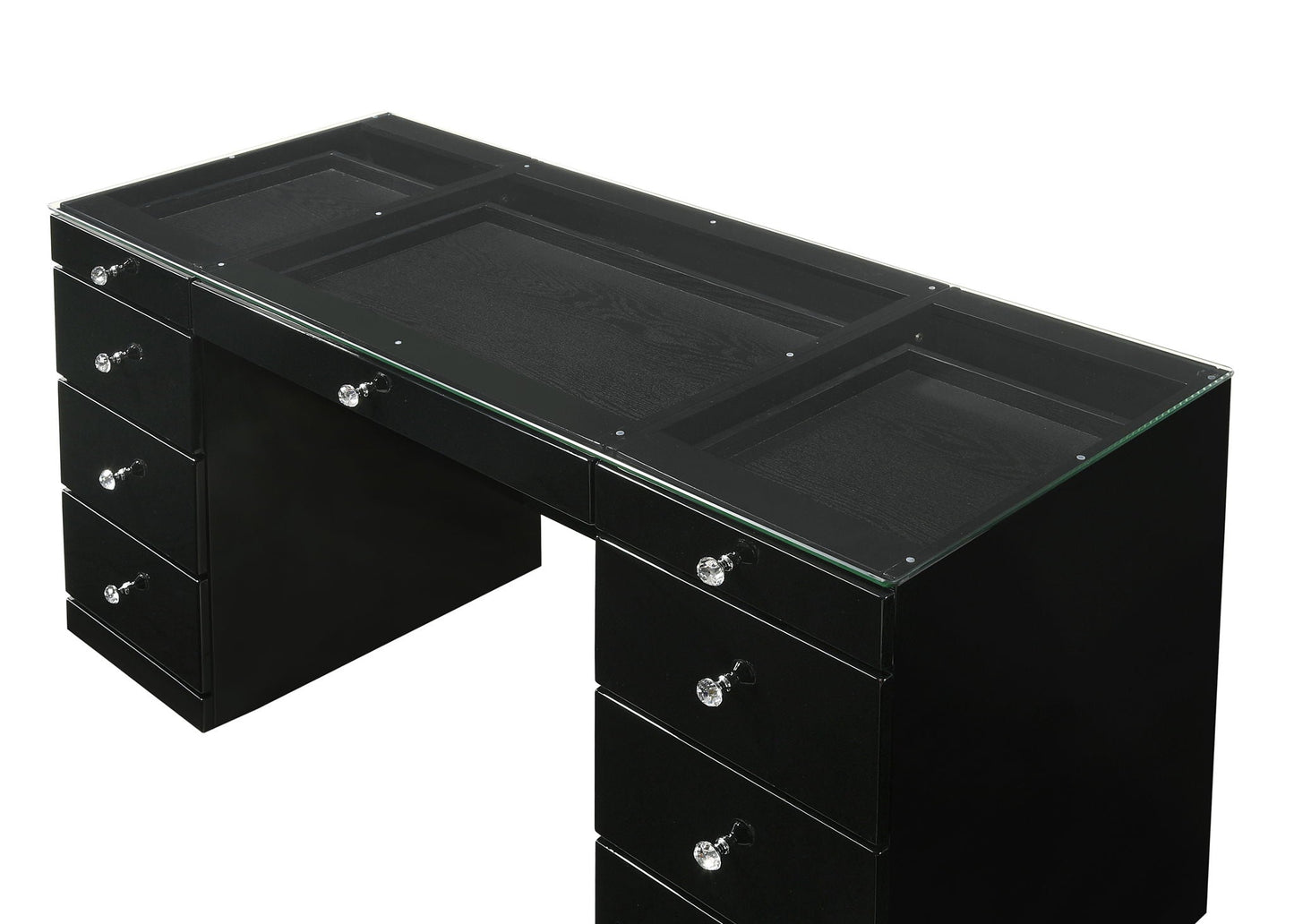Avery - Vanity Desk With Glass Top Crown Mark