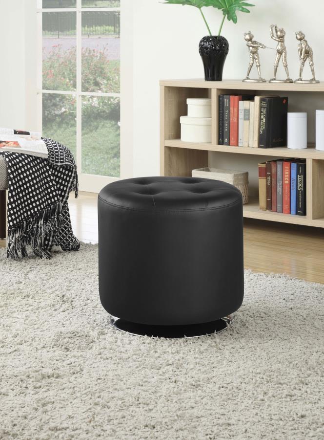 Bowman - Round Upholstered Tufted Swivel Ottoman CoasterEveryday