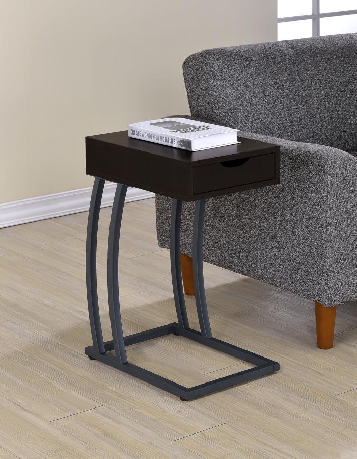 Troy - 1-Drawer C-Shaped Side Table Power Outlet CoasterEssence