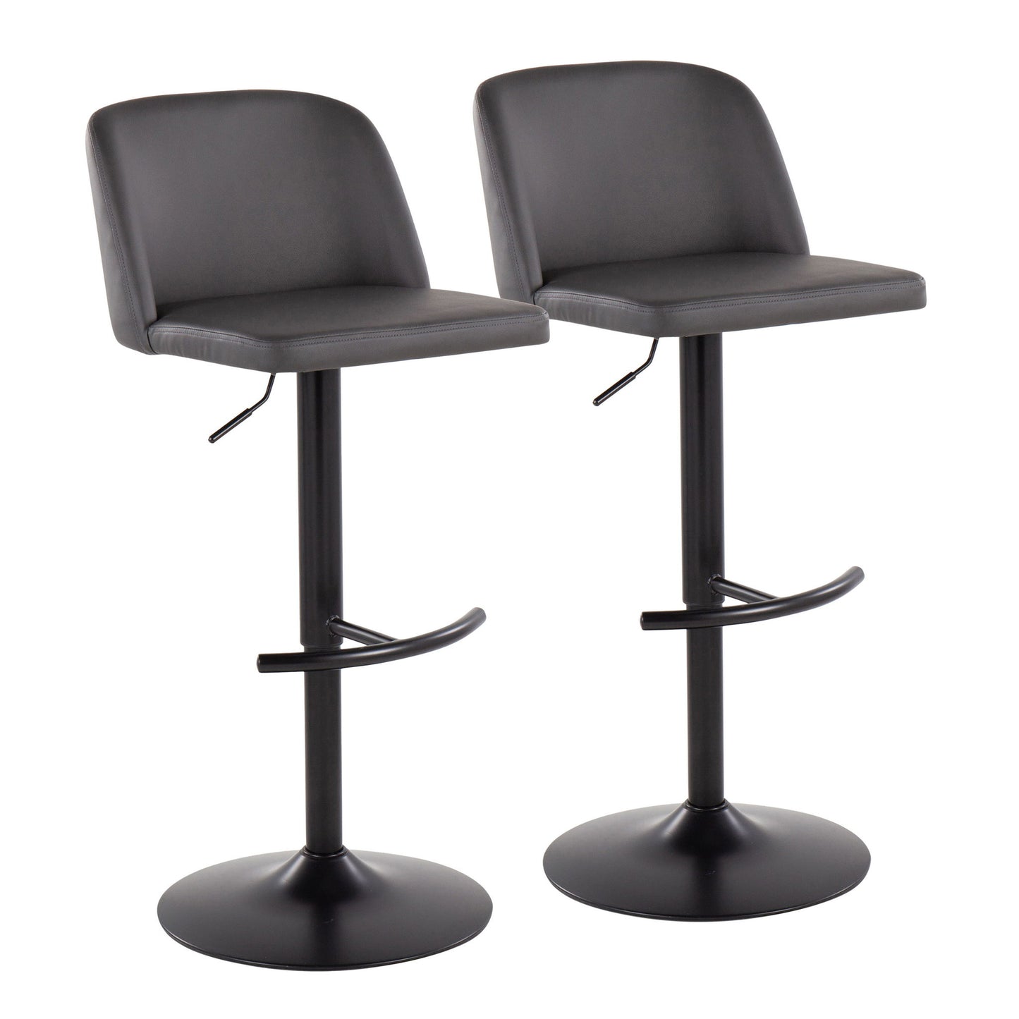 Toriano - Contemporary Adjustable Bar Stool With Rounded T Footrest (Set of 2) Lumi Source
