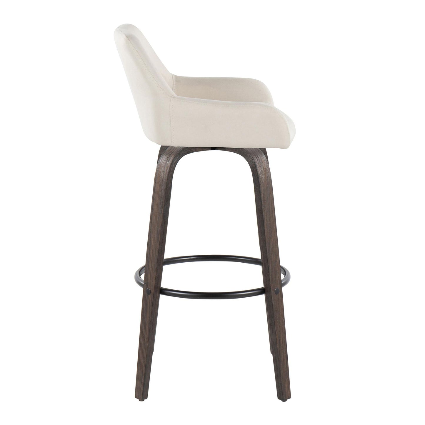 Daniella - Contemporary Fixed Height, Barstool With Swivel With Round Footrest (Set of 2) Lumi Source