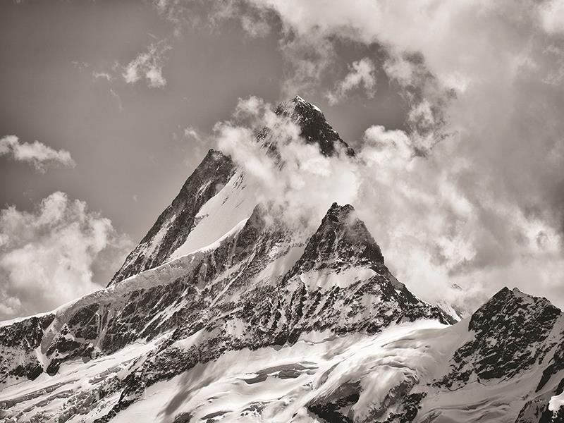 The Schreckhorn In The Bernese Alps By Martin Podt Photography (Small) - Gray Classy Art