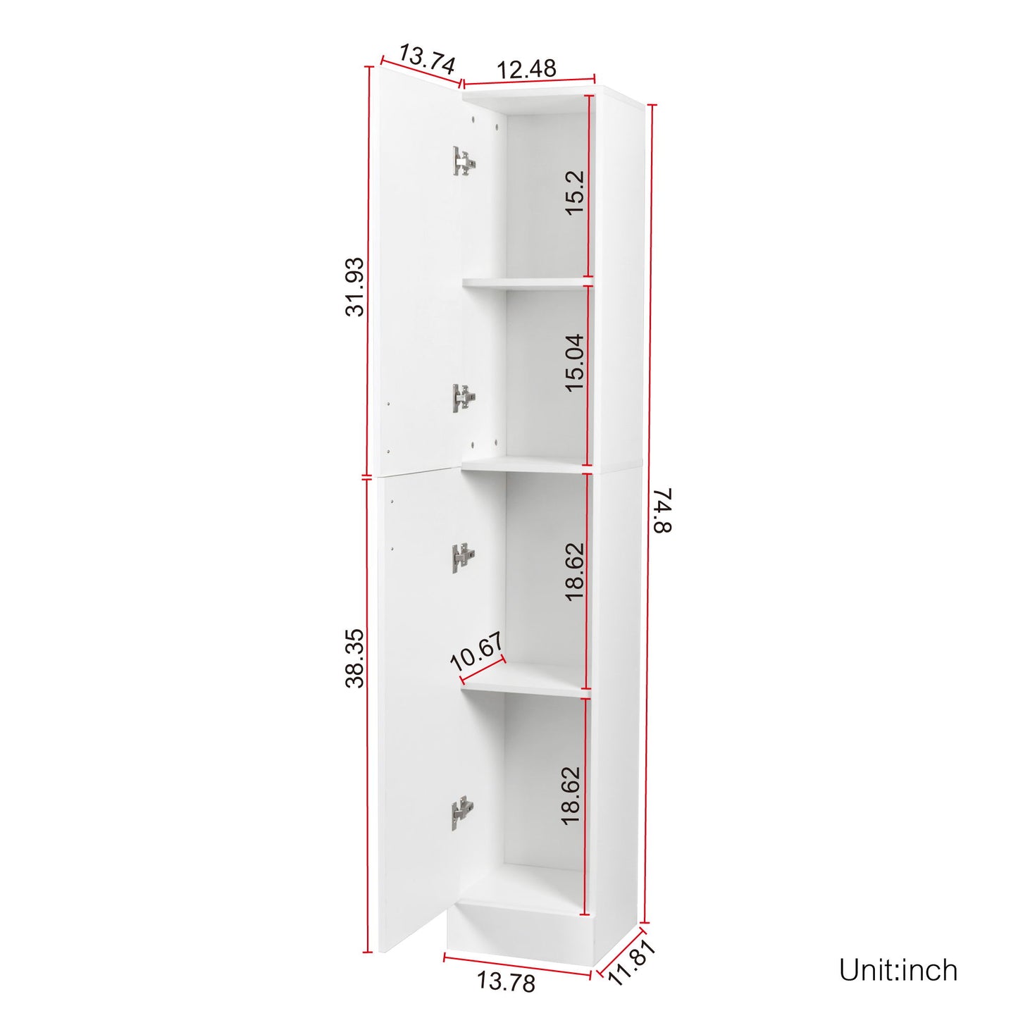 Freestanding Cabinet With Inadjustable Shelves And Two Doors For Kitchen, Dining Room - White Home Essentials