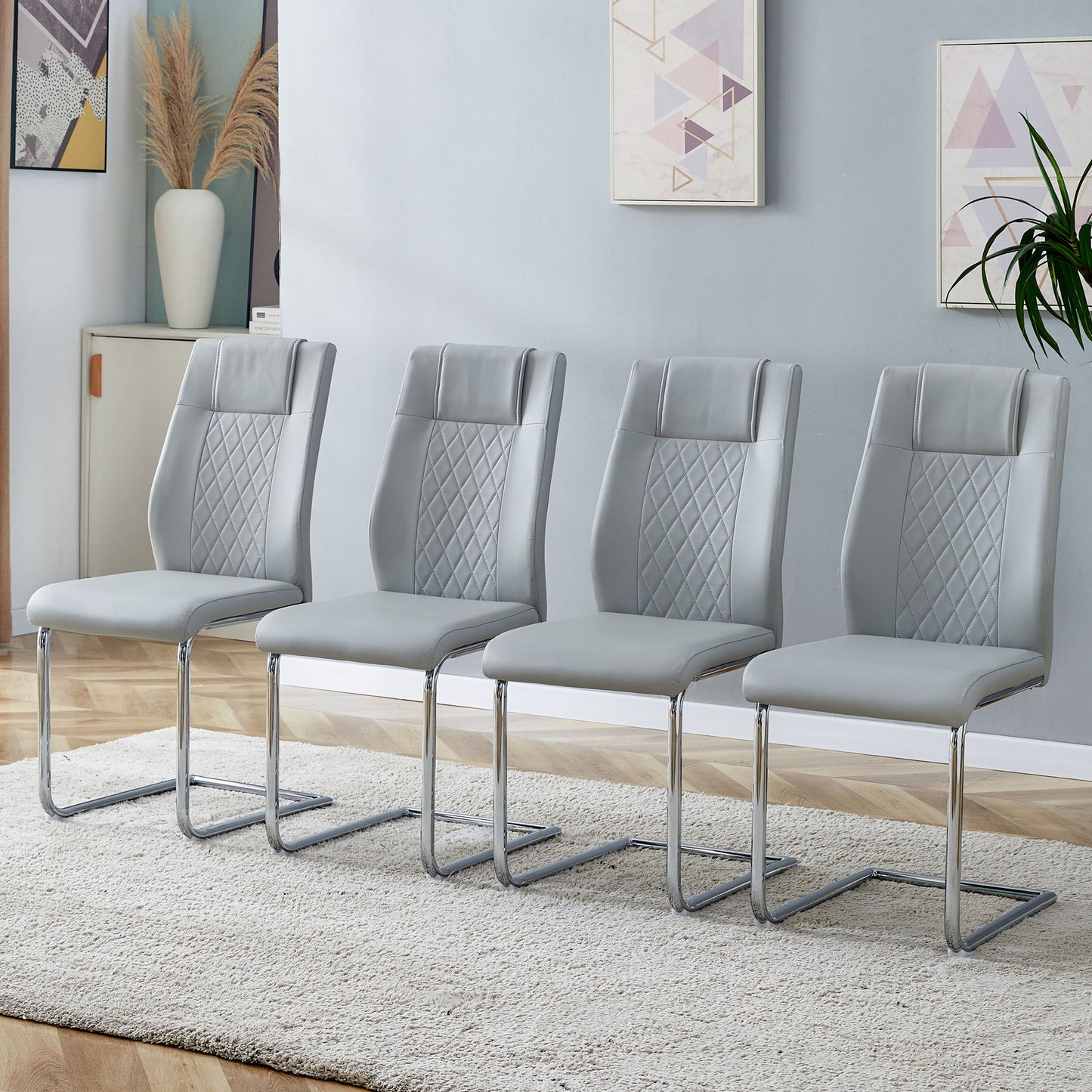 Modern Dining Chairs With Padded Seat, Metal Legs Home Essentials
