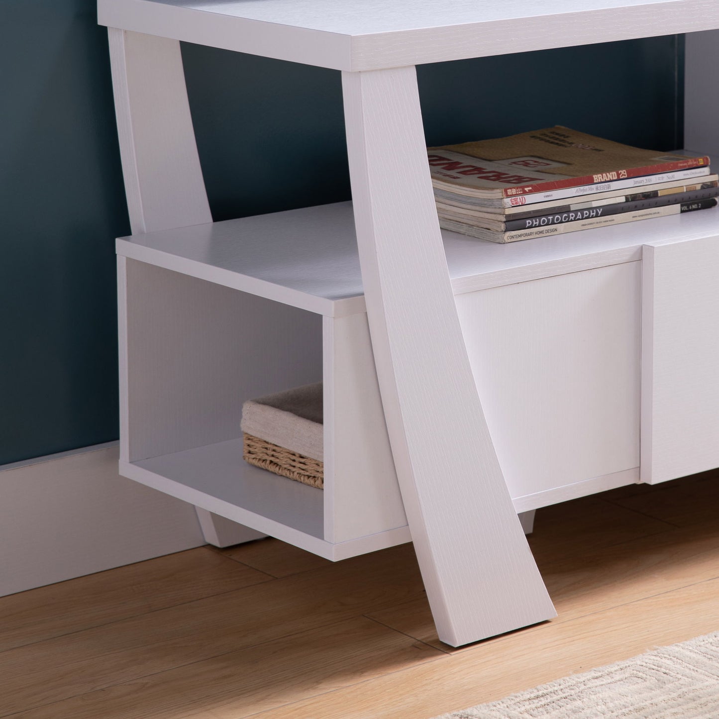 Contemporary TV Stand With 4 Shelves And 1 Drawer Home Essentials