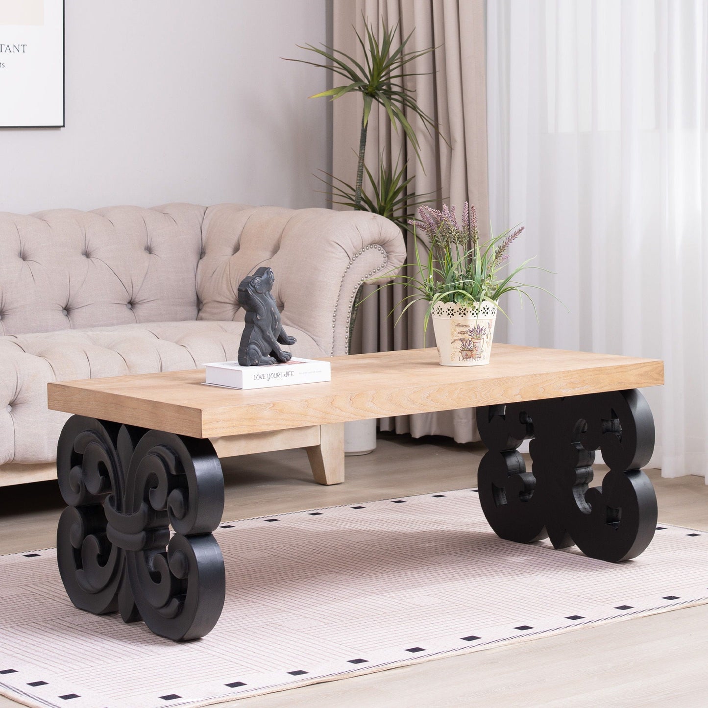 Ornate Scroll Base Coffee Table Home Essentials