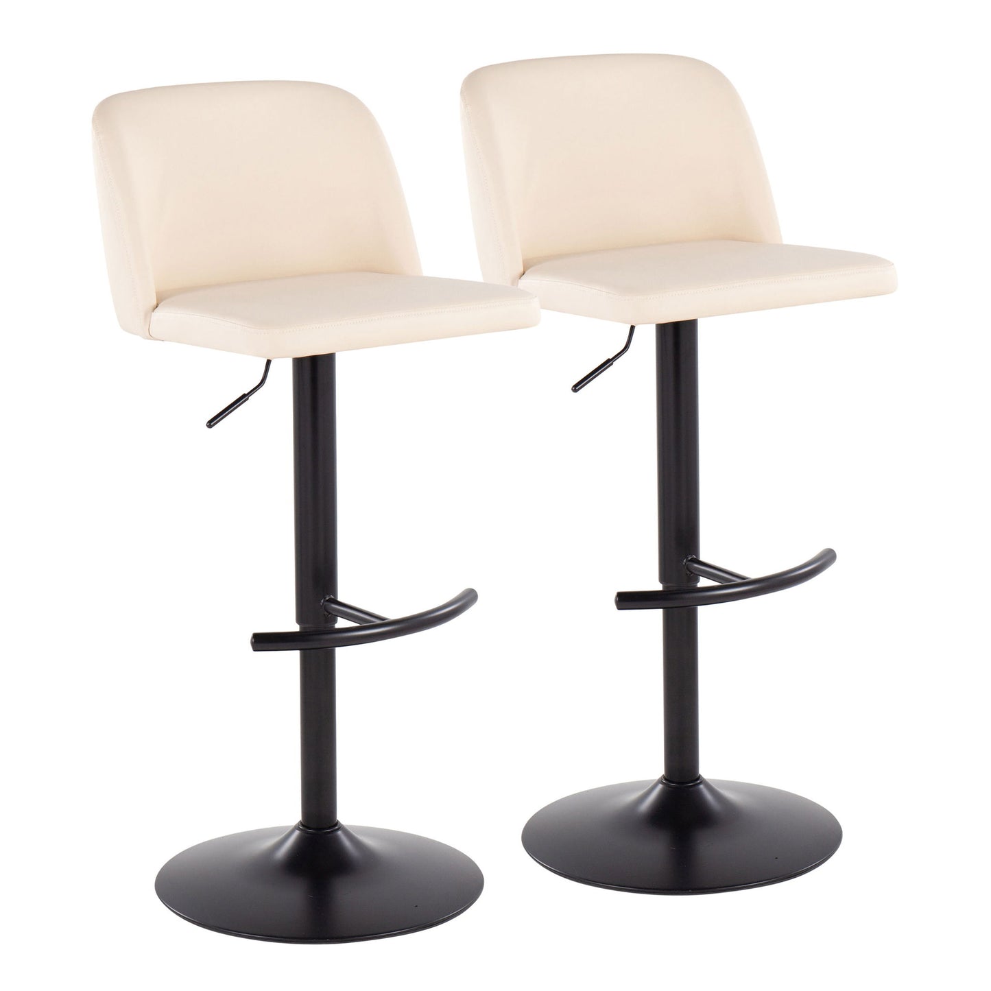 Toriano - Contemporary Adjustable Bar Stool With Rounded T Footrest (Set of 2) Lumi Source