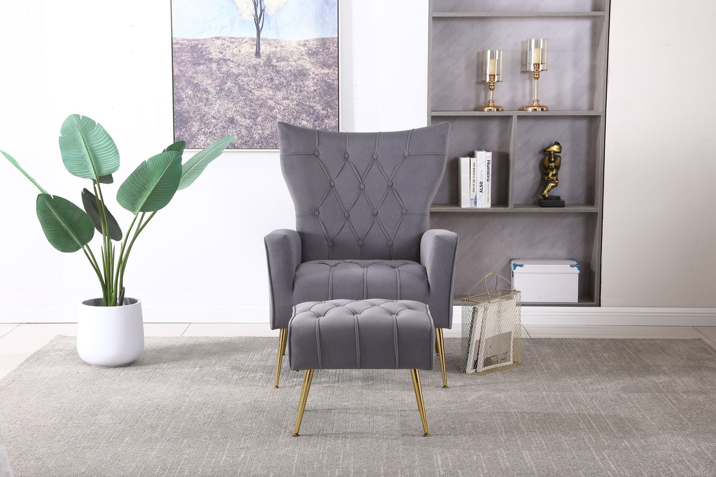 Modern Accent Chair With Ottoman, Comfy Armchair For Living Room - Snoozhouse