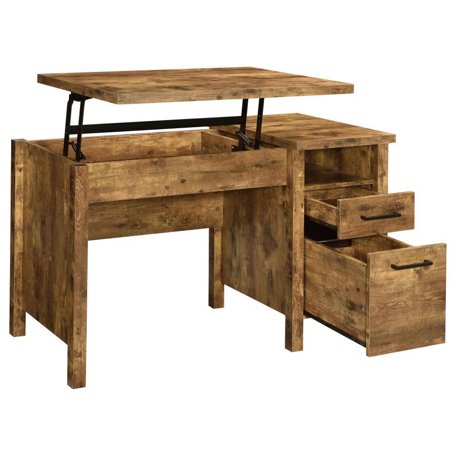 Delwin - 2-Drawer Lift Top Computer Desk - Rustic Nutmeg CoasterEveryday