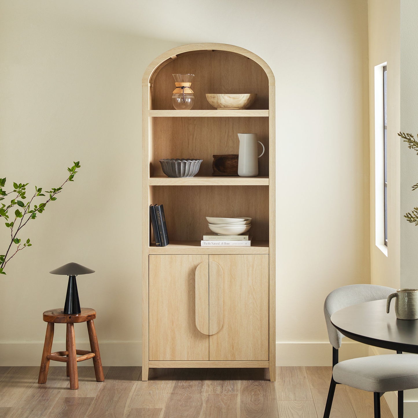 Modern 3 Shelf Open Arched Bookcase Cabinet Walker Edison