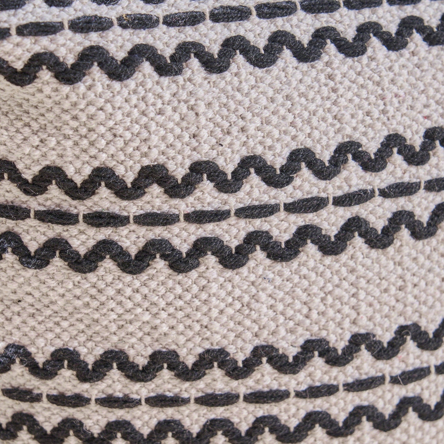 Lani - Handcrafted Fabric Pouf, Durable Cotton Square - Natural / Black Home Essentials