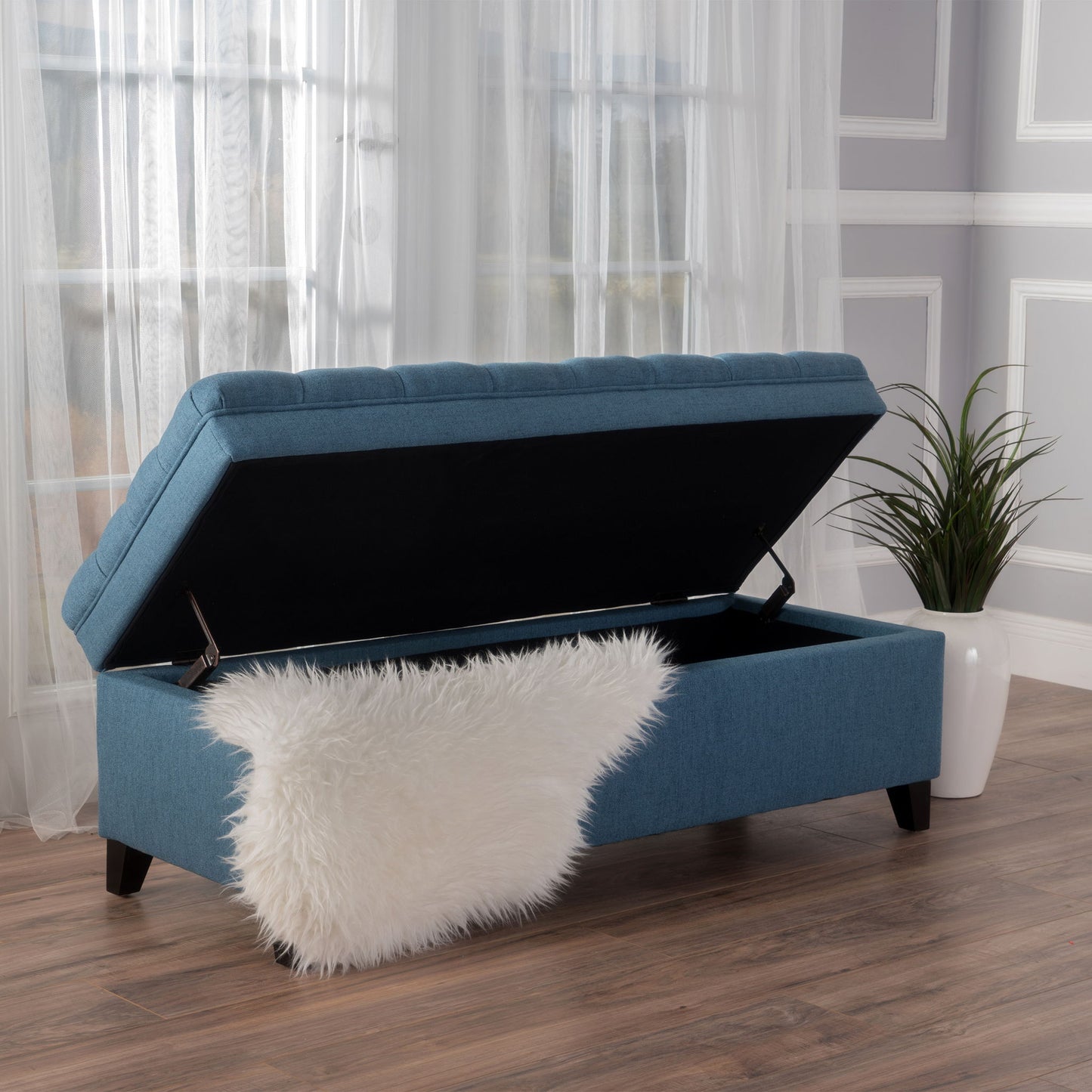 Juliana - Storage Ottoman With Birch Legs Noble House