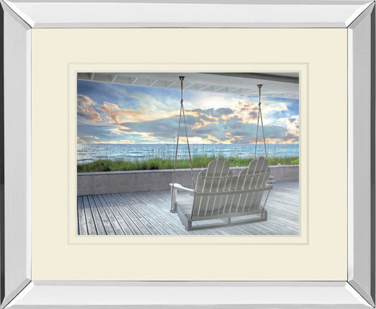 Swing At The Beach By Celebrate Life Gallery Mirrored Frame - Blue Classy Art