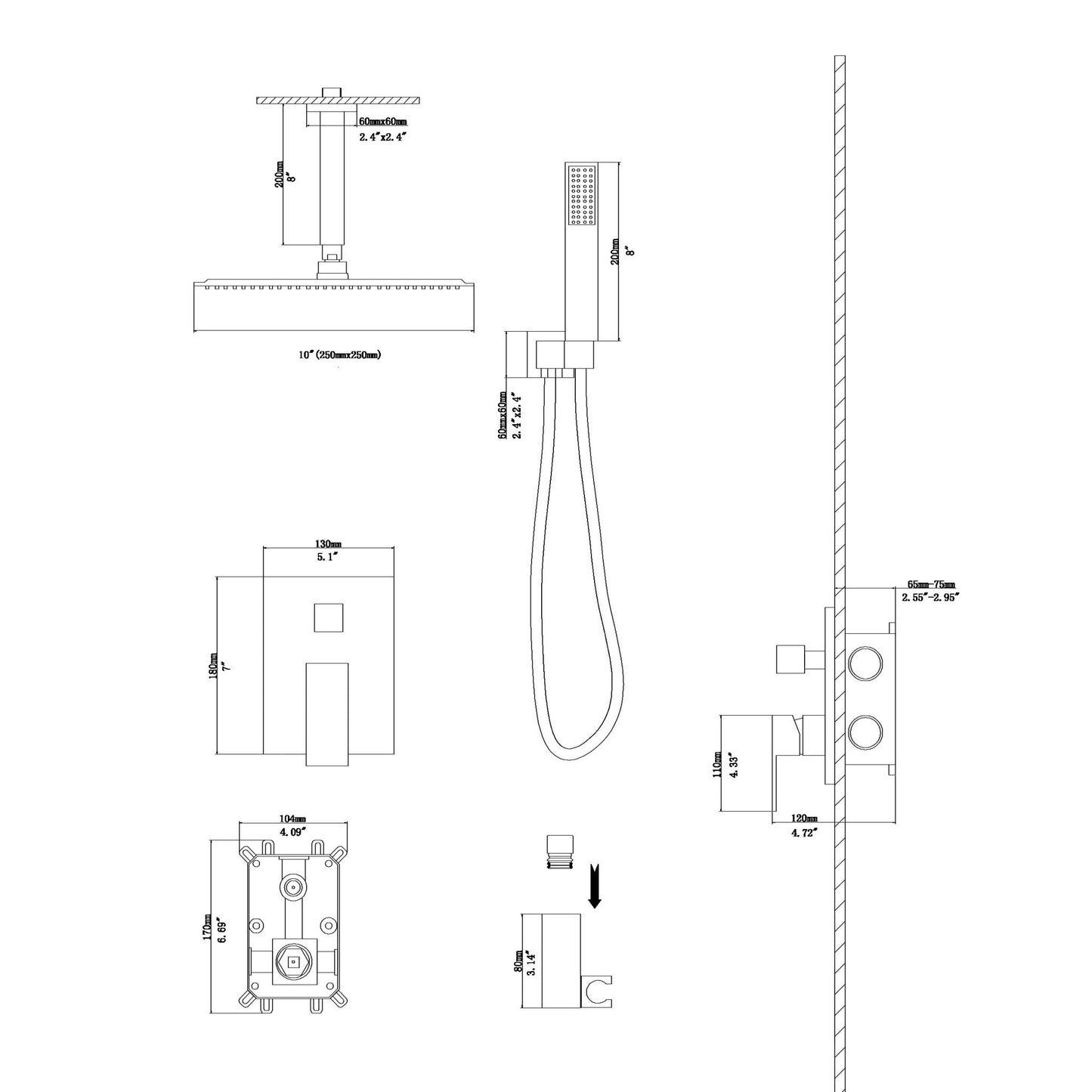 Dual Shower Head System With Ceiling Mount And Rough In Valve Daily Nest