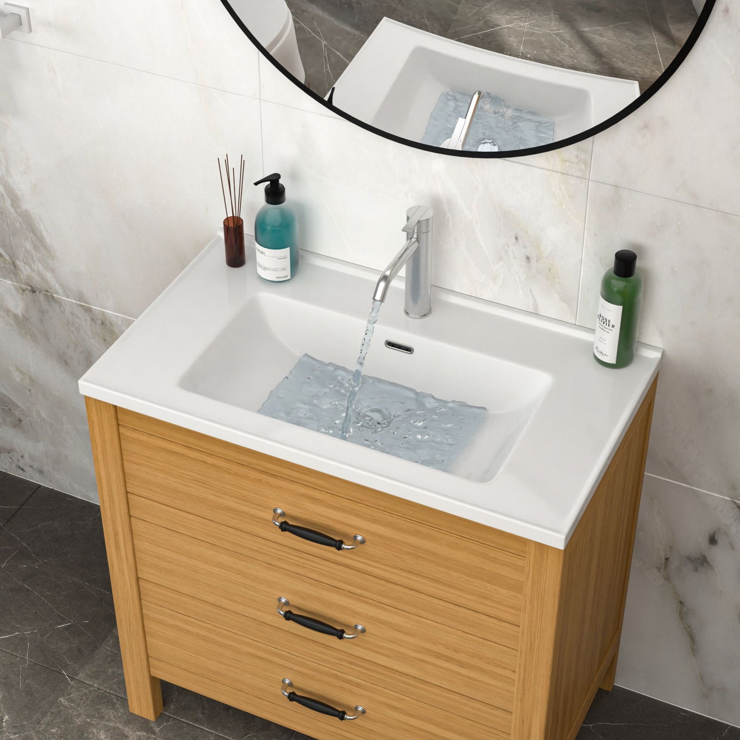 Rectangular Single Vanity Top With 1 Faucet Hole And Overflow, 35" X 20", Sink Only - White Daily Nest
