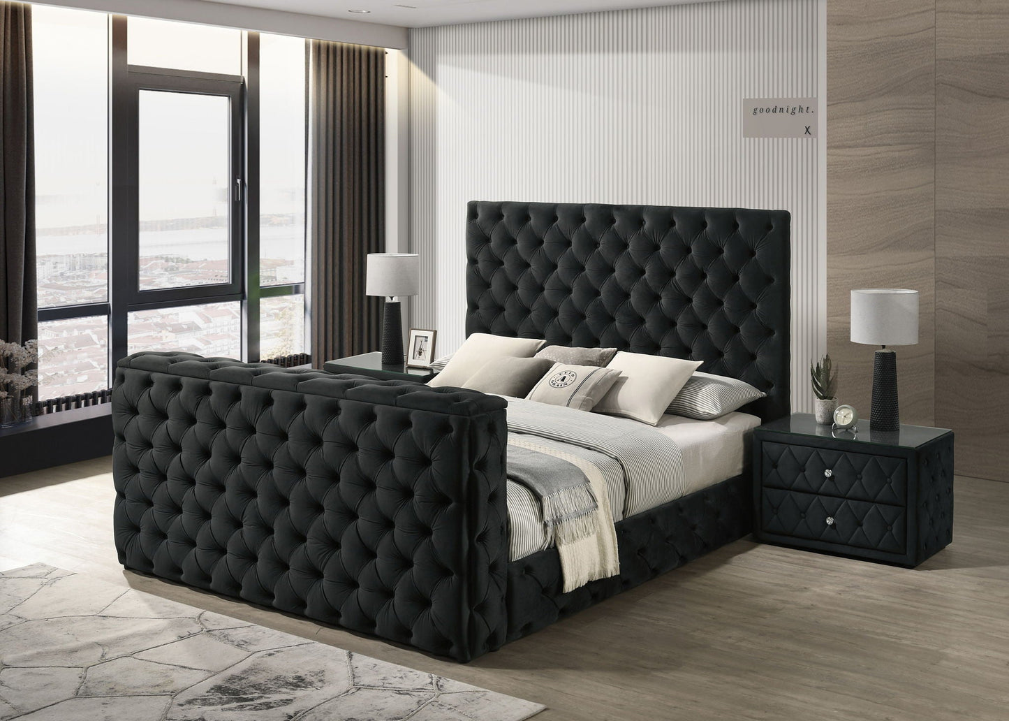 Josephine - King Bed With TV Lift - Black Crown Mark