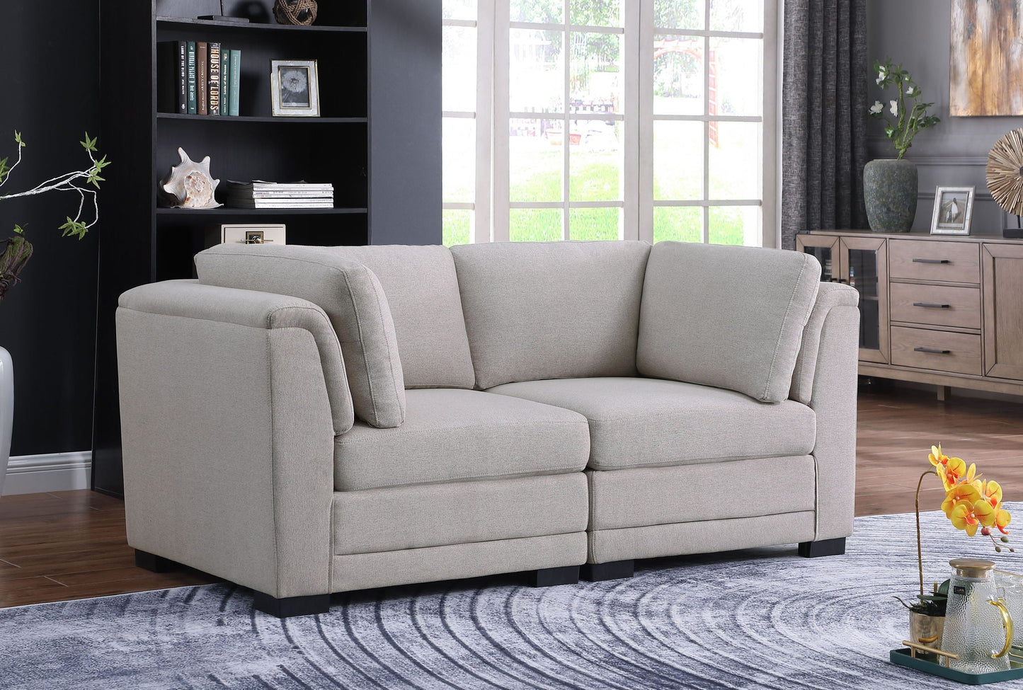 Kristin - Linen Fabric Loveseat - Light Gray Lilola Home