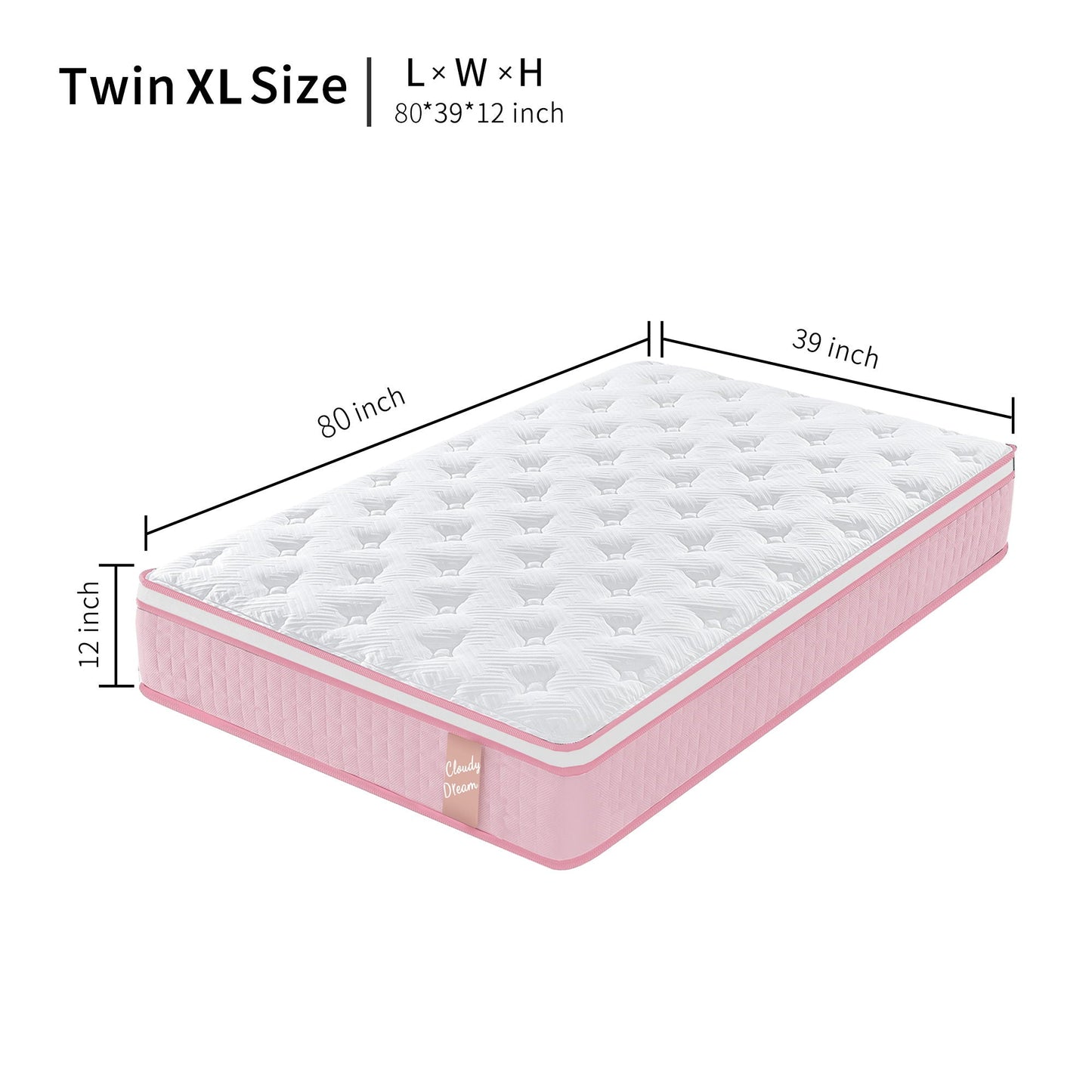 12" Hybrid Mattress With Individual Pocket Spring, Comortable Memory Foam Home Essentials