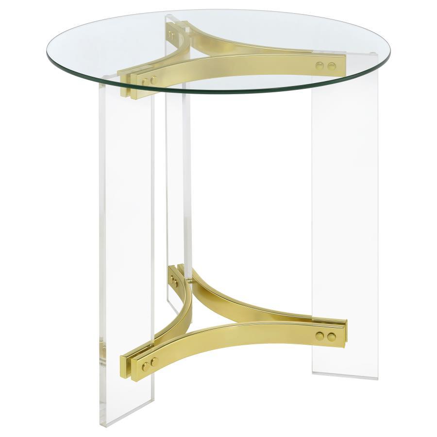 Janessa - Round Glass Top Acrylic Leg Table Coaster Fine Furniture