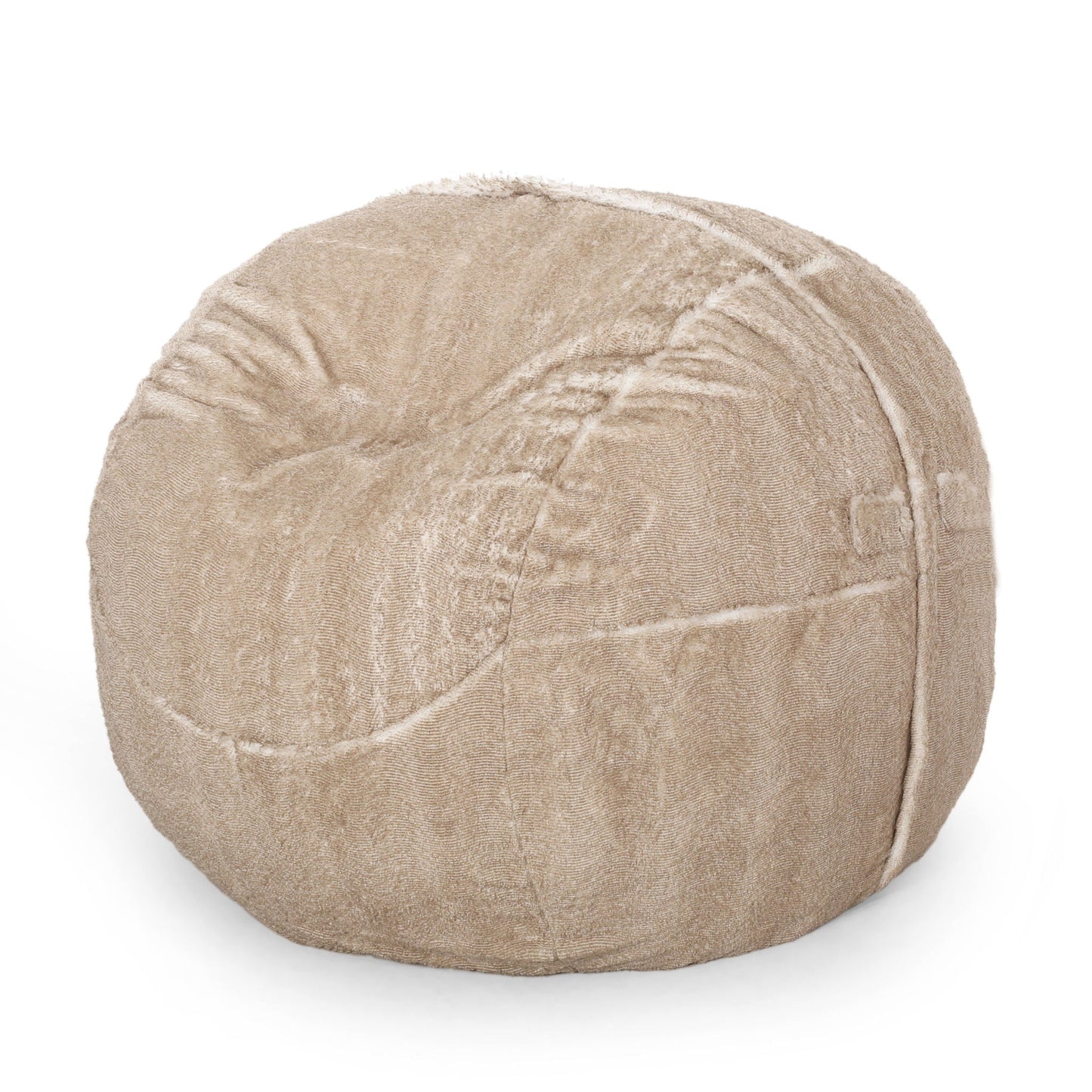 Vida - Modern 5 Foot Rounded Bean Bag - Snow White / Beige Home Essentials