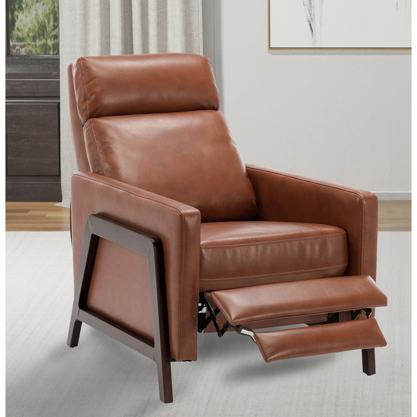 Mid Century Modern Madeline Push Back Recliner - Caramel Home Essentials