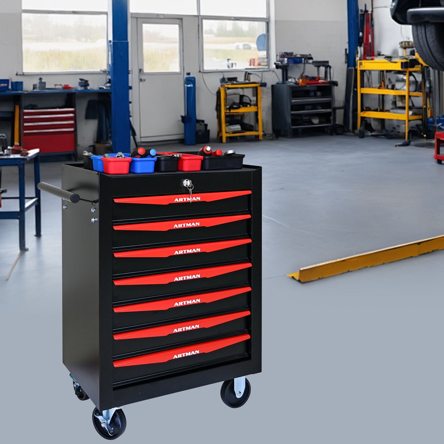 Rolling Metal Tool Chest With Drawers, Steel Storage Cabinet With Ball Bearing Slides Daily Nest
