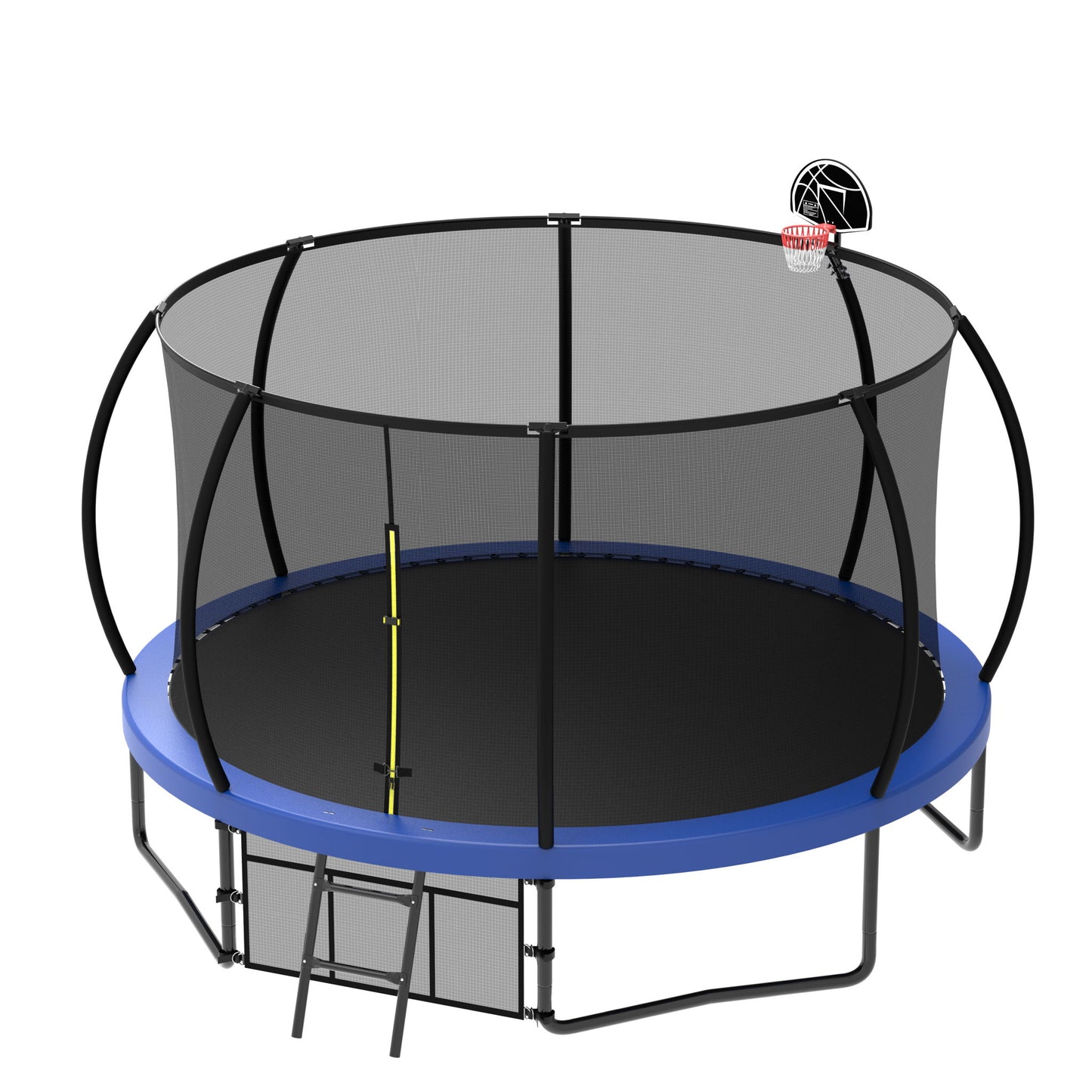 12' Recreational Kids Trampoline With Safety Enclosure Net & Ladder, Outdoor Recreational Trampolines Daily Nest