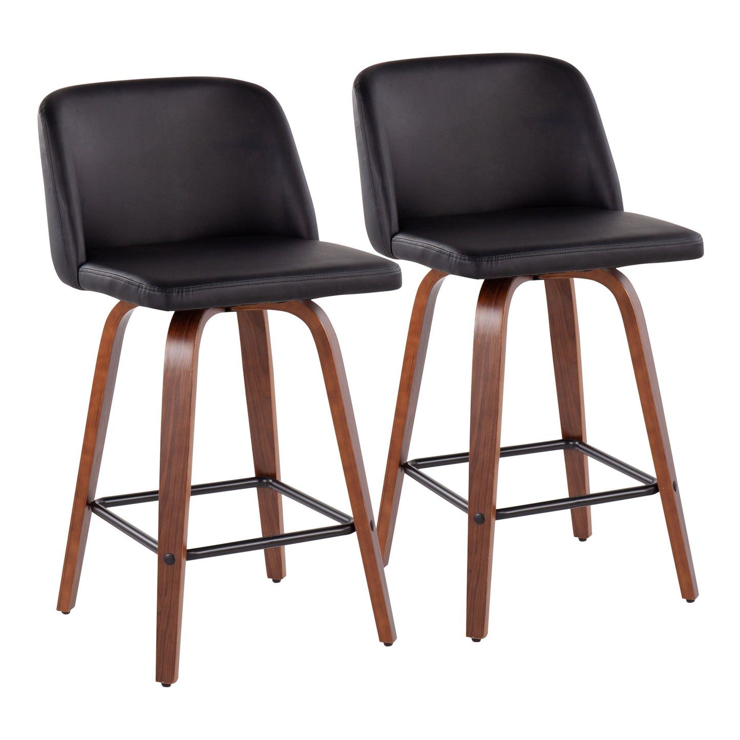 Toriano - Mid Century Modern Fixed Height Counter Stool & Square Footrest (Set of 2) Lumi Source