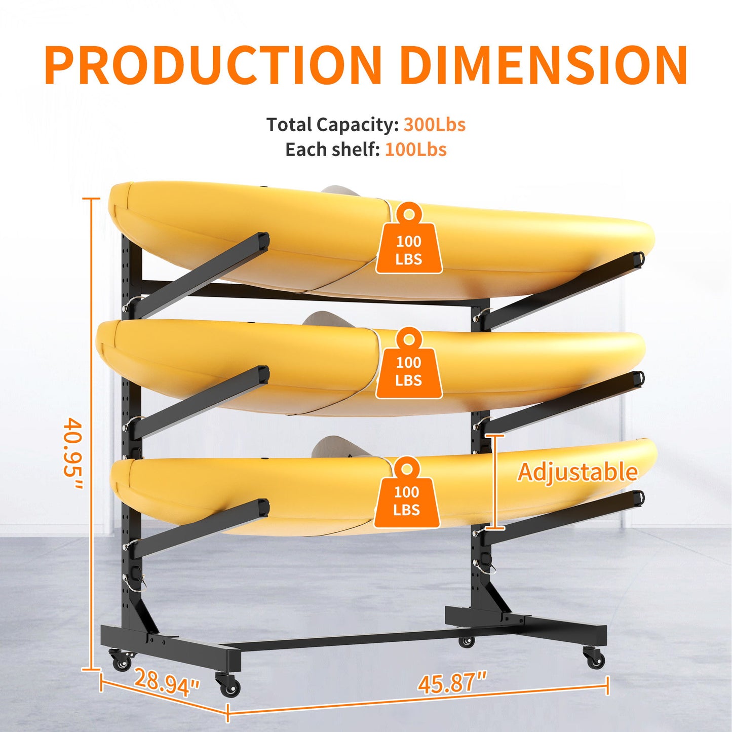 Freestanding Kayak Storage Rack With Lockable Wheels For Kayak, Canoe, Sup & Surfboard Daily Nest