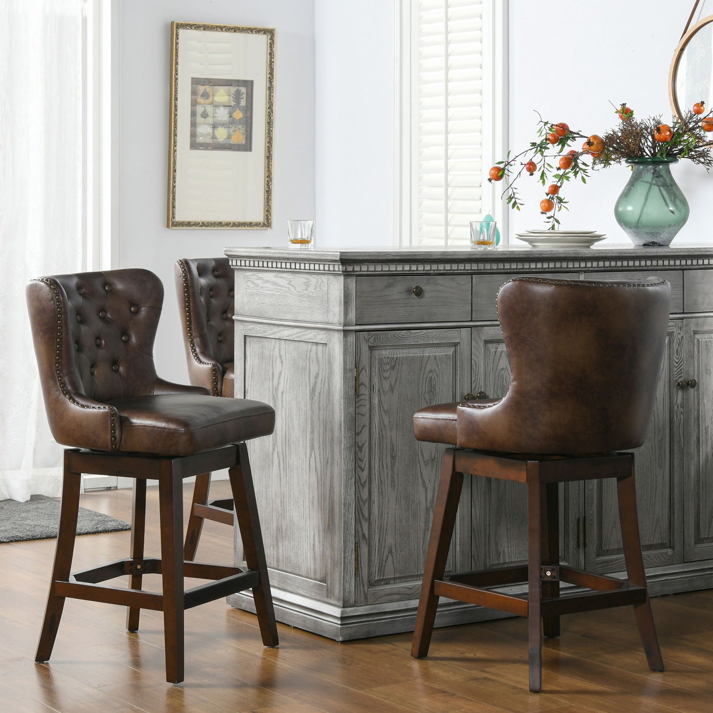 Holmes - Tufted High Back 360 Swivel Counter Height Barstool Jennifer Taylor Home