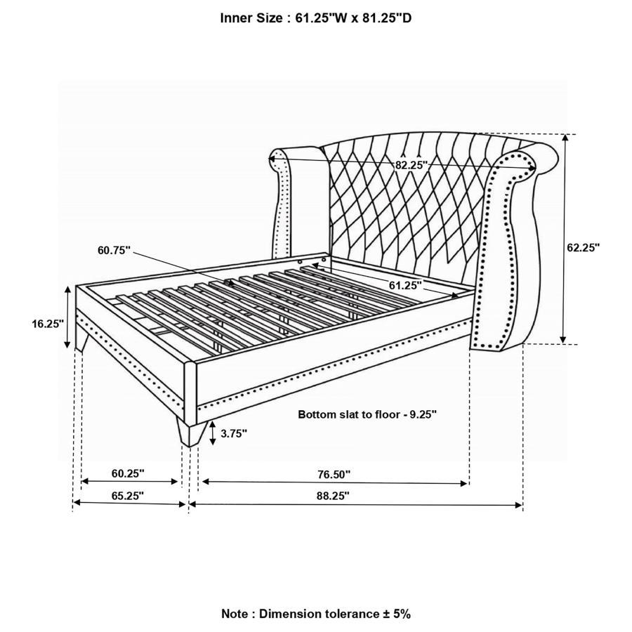 Barzini - Upholstered Wingback Bed CoasterElevations
