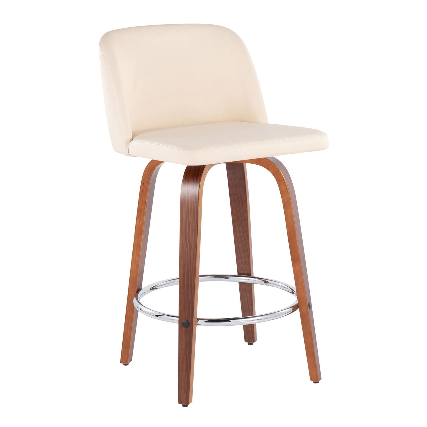 Toriano - Mid-Century Modern Fixed Height Counter Stool With Round Footrest (Set of 2) Lumi Source