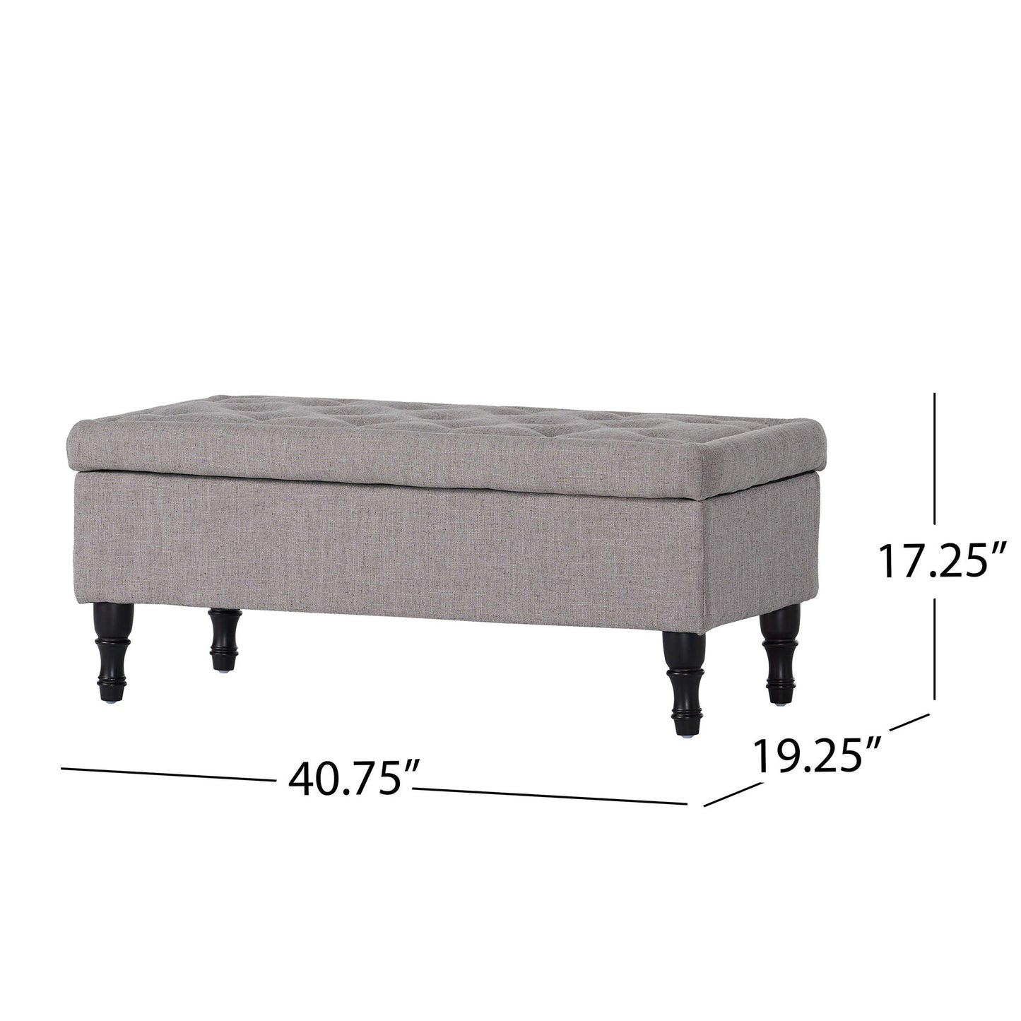 Dean - Fabric Storage Wide Tufted Rectangle Ottoman - Gray Noble House