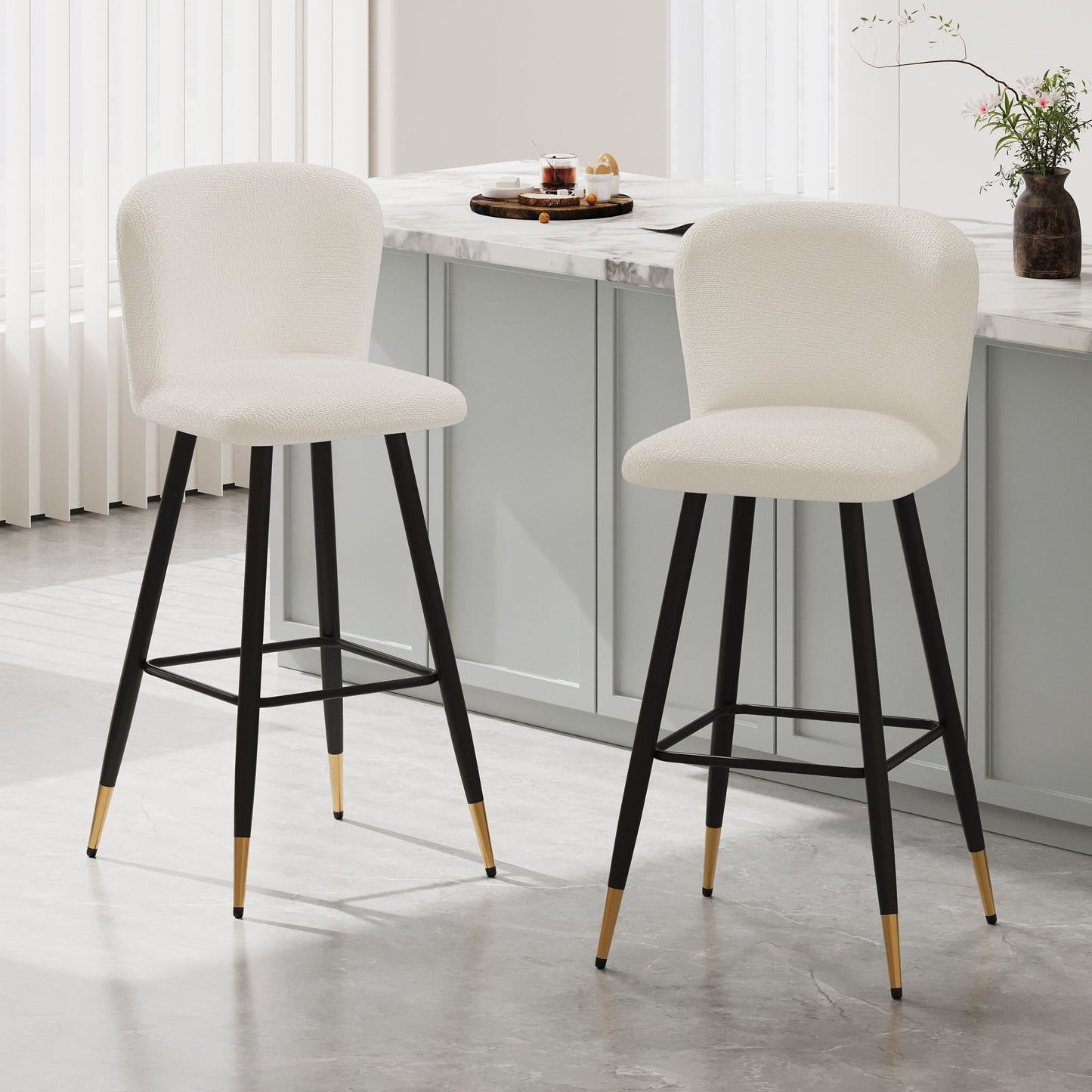 Modern Style Barstool, Tipped Ends, Suitable For Various Decoration Styles - White Noble House